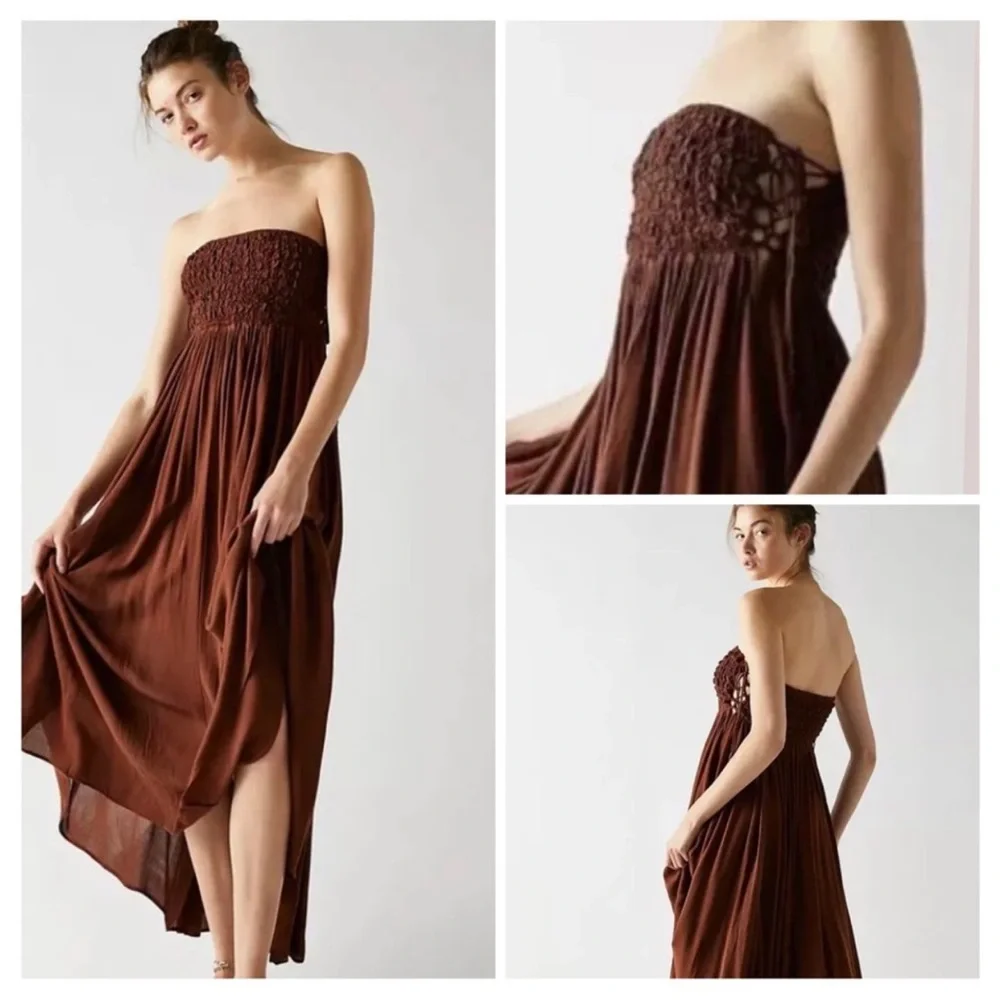 Free People NWT Flowy Strapless Smocked Bust Ties
Handkerchief Hem Maxi Dress - Picture 7 of 11